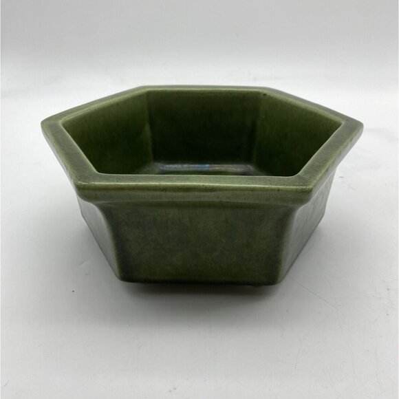 Vintage MCM Hager Planter Pot #4003 Hexagon Shaped Green Art Pottery *chip - Picture 3 of 12